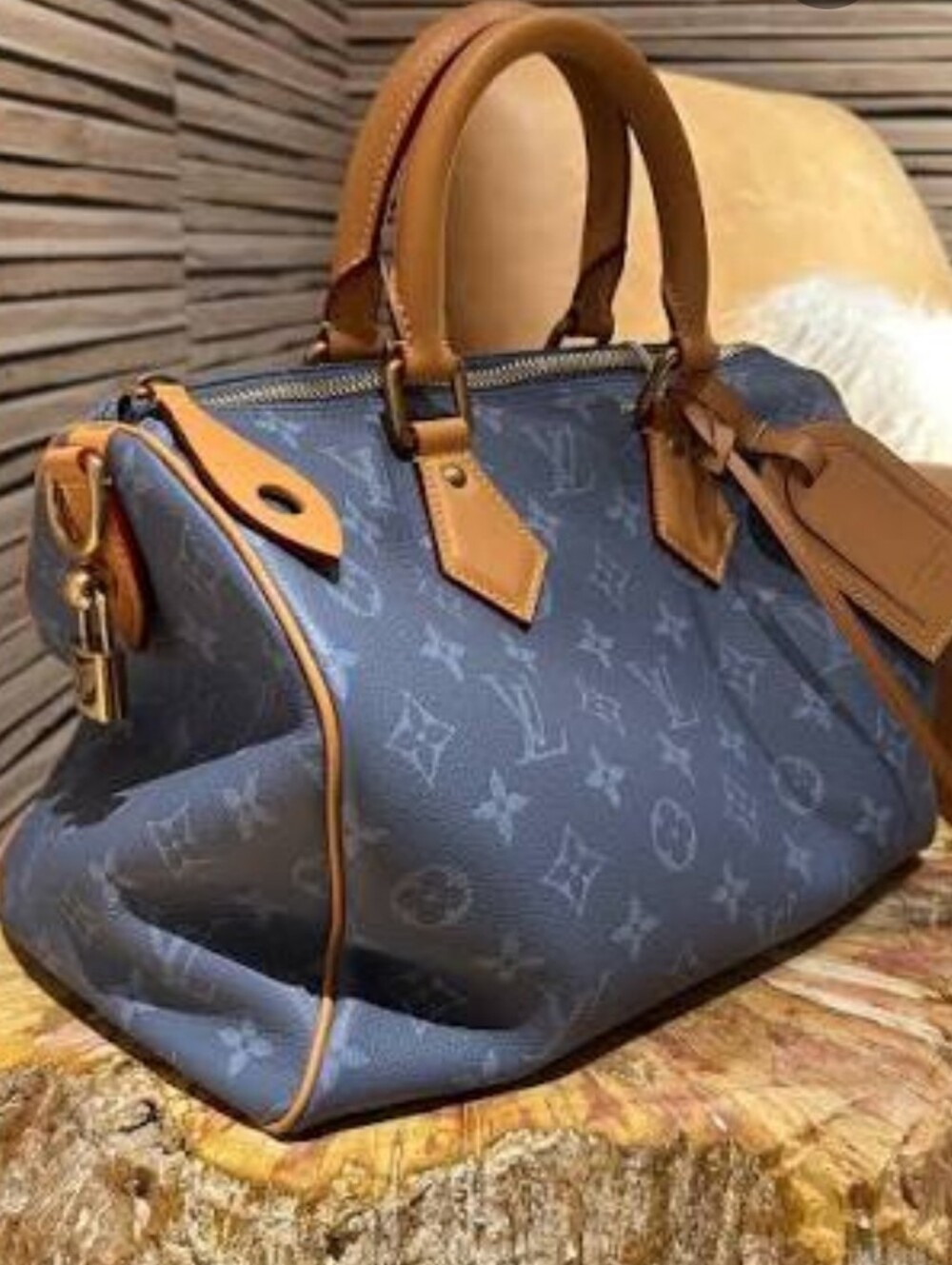 🔷️Super Rare Canvas Silky Blue Mono Barrel Speed 30 Tote Rare